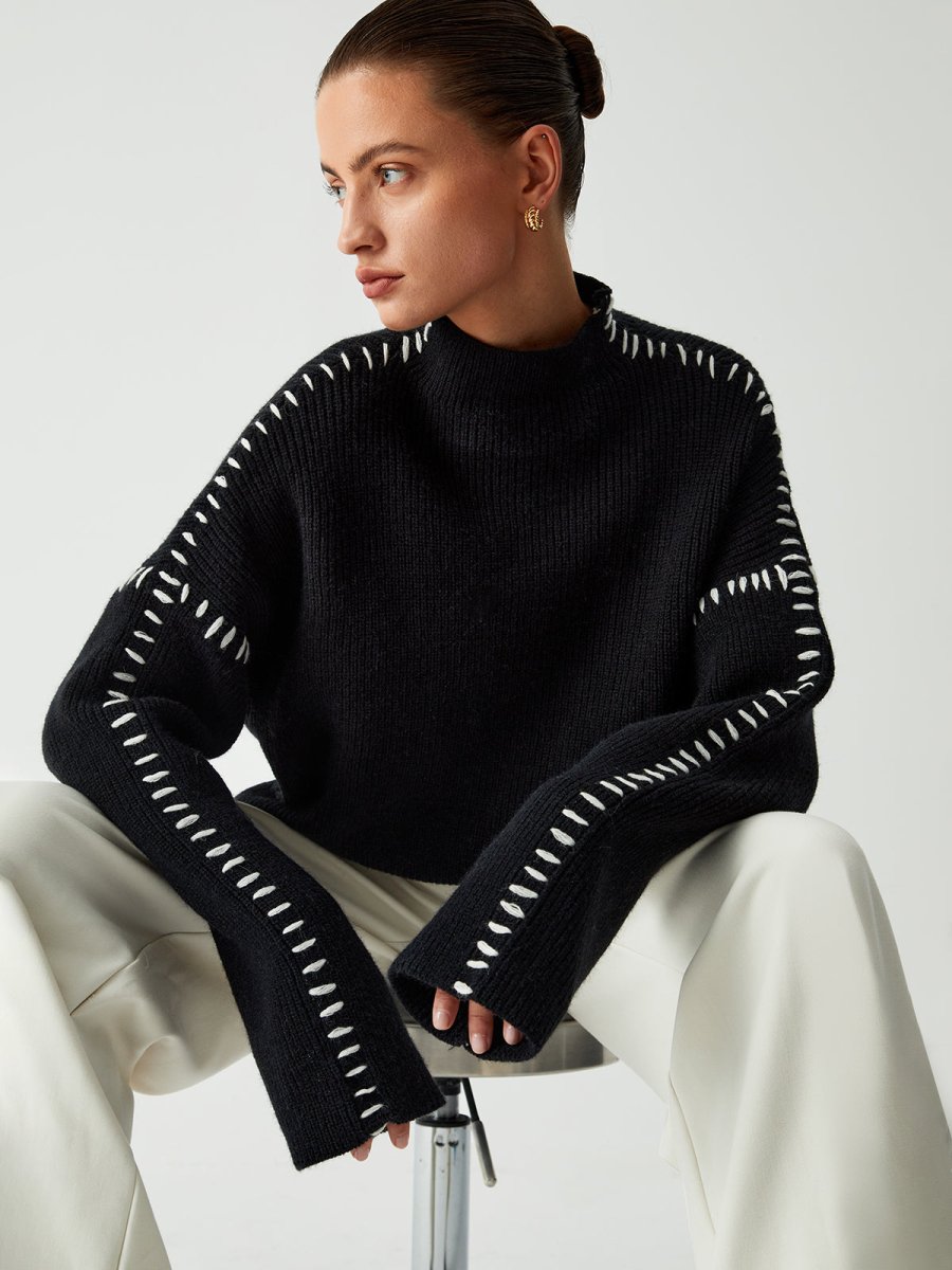 Alma - Oversized Dames Trui met Piqué Details