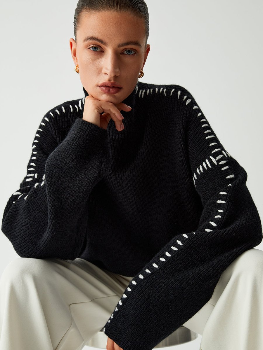 Alma - Oversized Dames Trui met Piqué Details