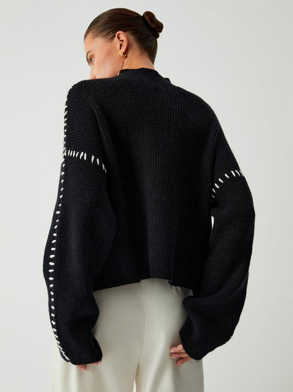 Alma - Oversized Dames Trui met Piqué Details