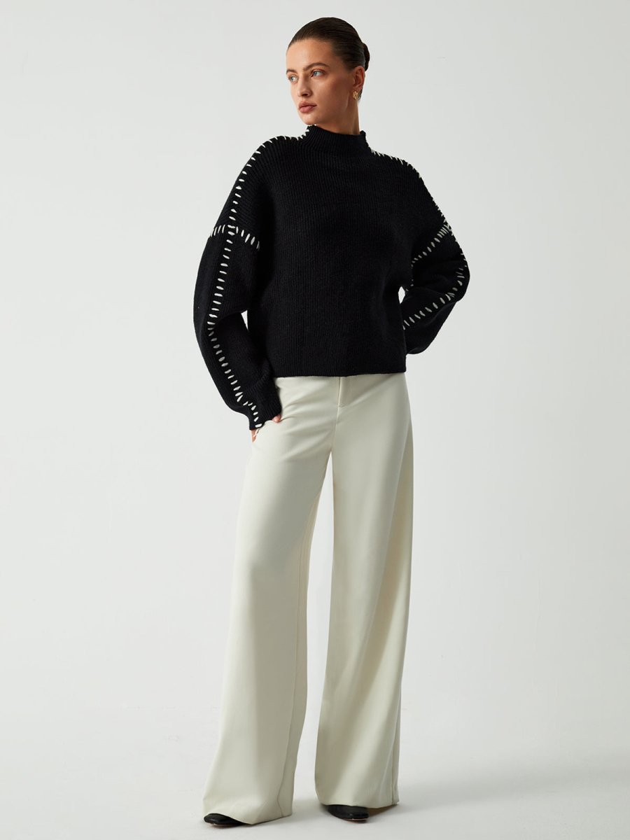 Alma - Oversized Dames Trui met Piqué Details